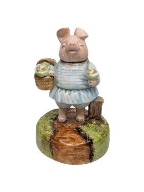 Vtg Schmid Beatrix Potter Little Pig Robinson Rotating Music Box Figurine 1981